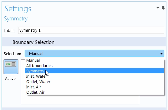 Image depicting the geometry selection drop-down menu.