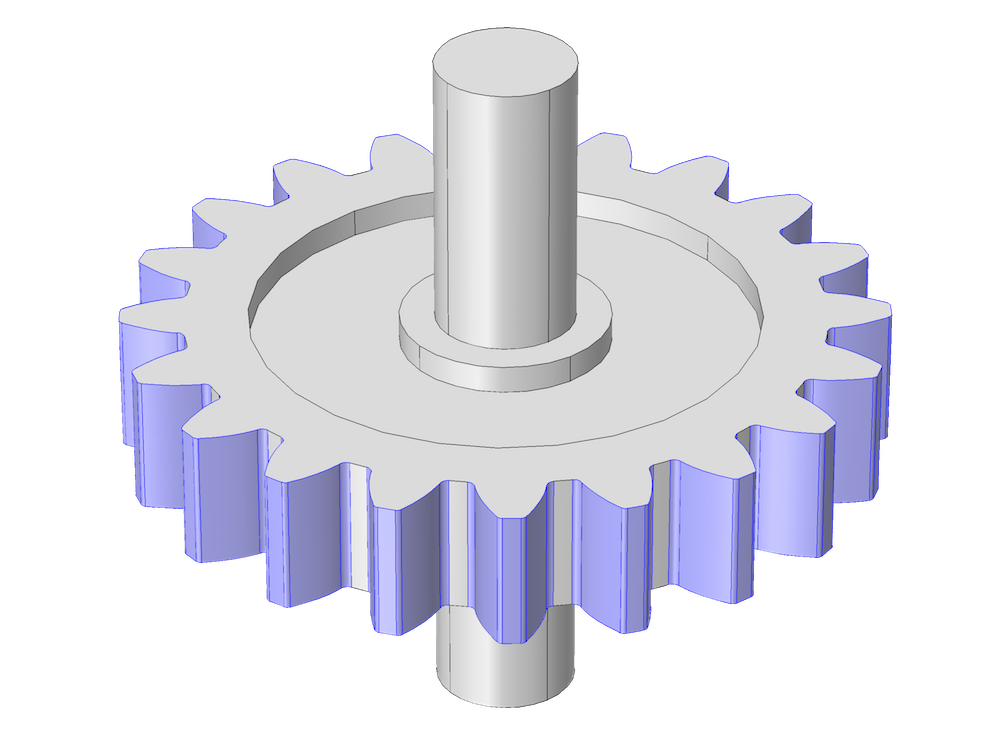 Image of a spur gear that doesn't highlight the gear teeth boundaries or shaft.