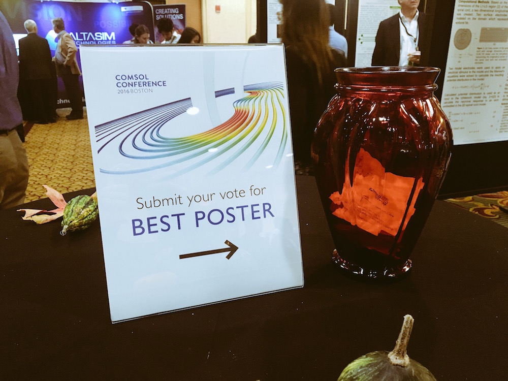 Picture displaying the process of voting for the Popular Choice Best Poster at the COMSOL Conference 2016 Boston.