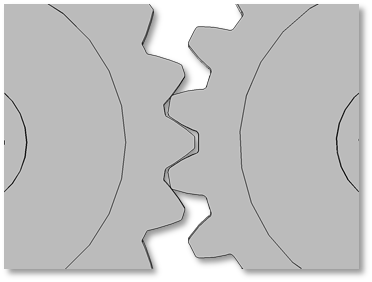 Visual depicting gears with different pressure angles.