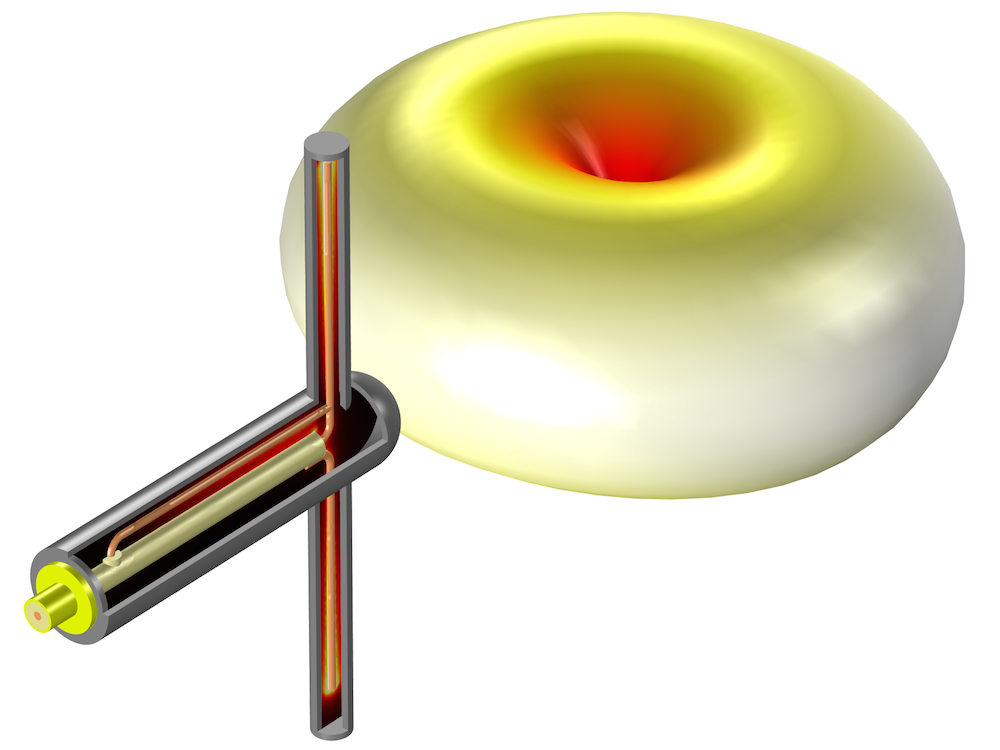 Model showing a conventional half-wave dipole antenna.