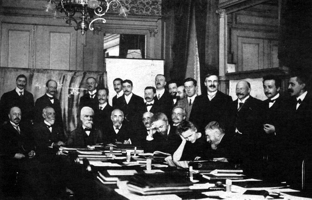 Image showing Marie Curie and other scientists at the Solvay conference.