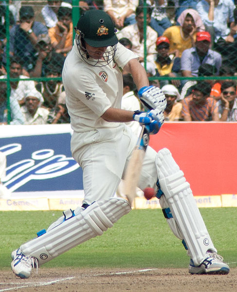 A photo of a batsman during a cricket game.