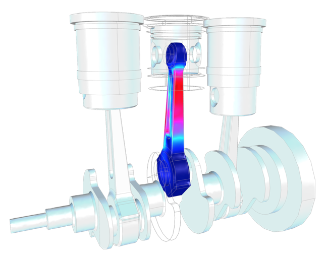 往复式发动机的 COMSOL Multiphysics 模型。