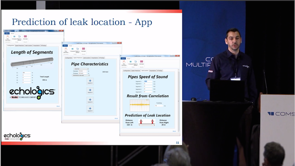 Snapshot from the keynote video on locating leaks in pipe networks with apps.