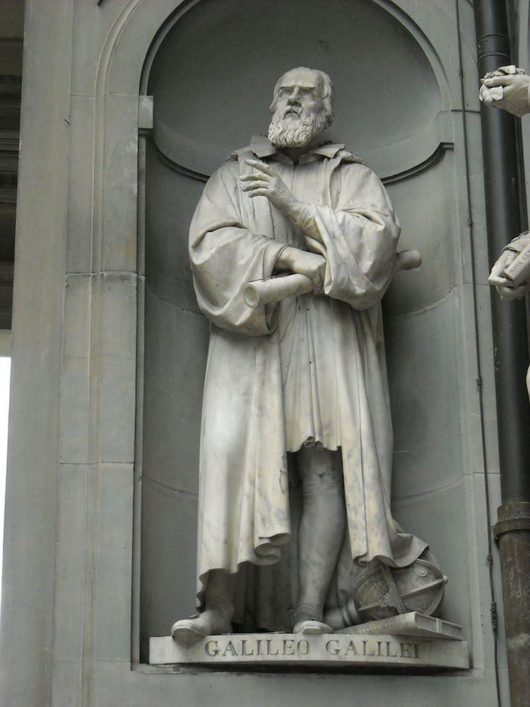 A photo of a Galileo statue.