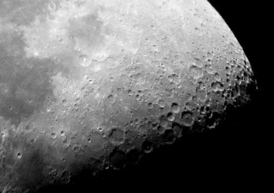 A closeup photo of the moon.