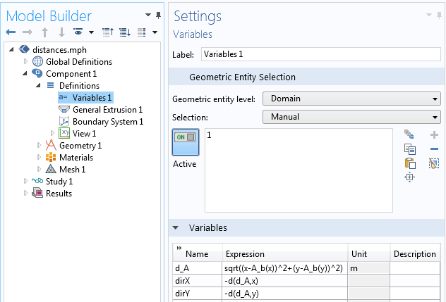 A screen capture showing the variable definitions.