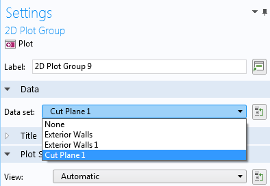 A screenshot of the 2D Plot Group Settings window.