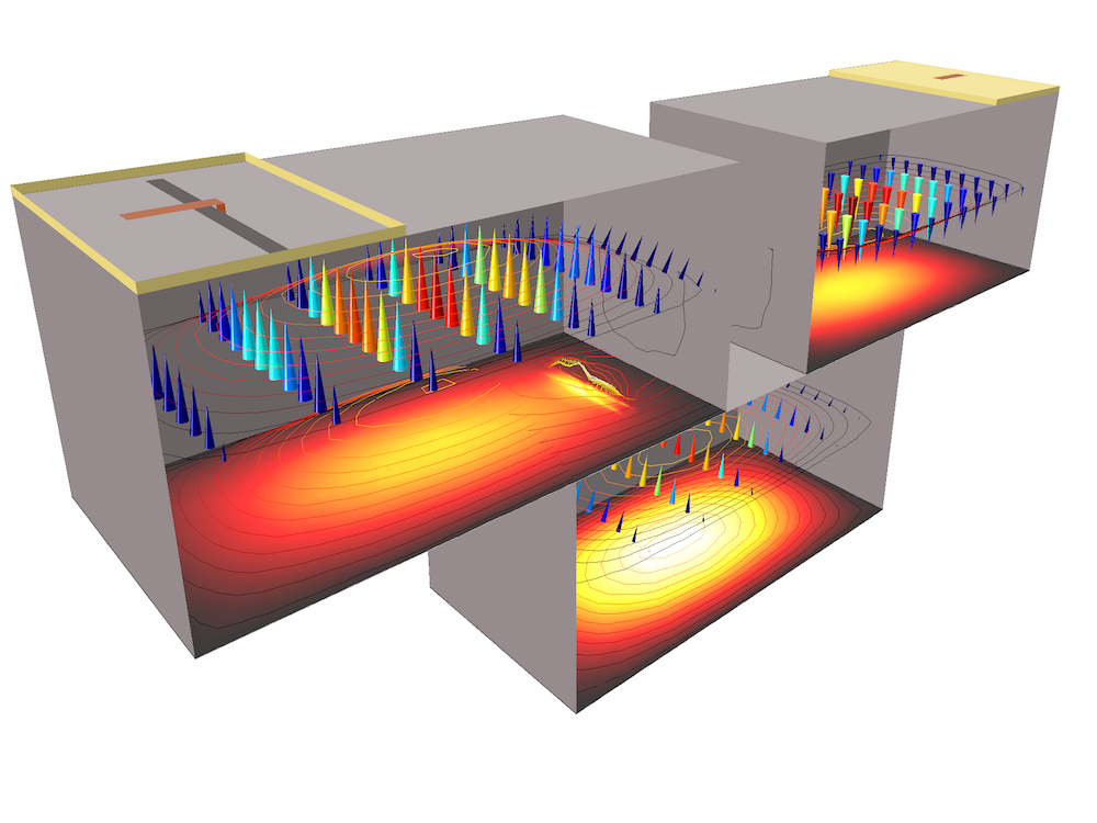 A model of a cascaded rectangular cavity filter.