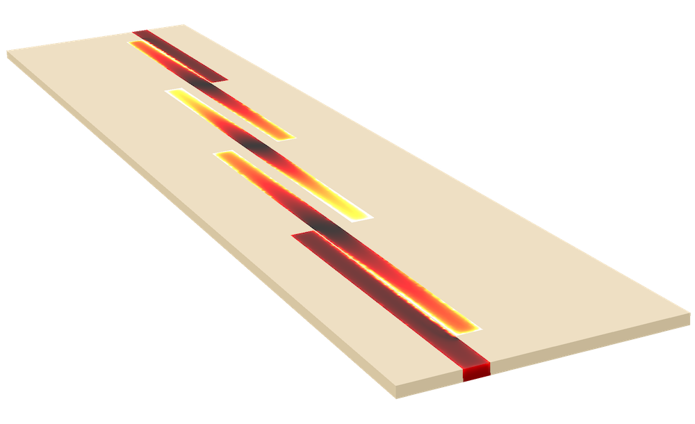 A COMSOL model of a coupled line filter.