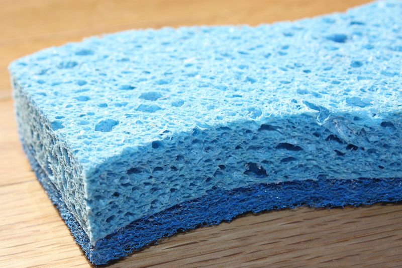 A photo of a sponge, which is a porous material.