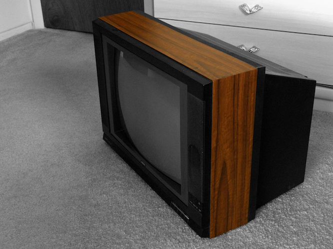A photograph of a CRT television.