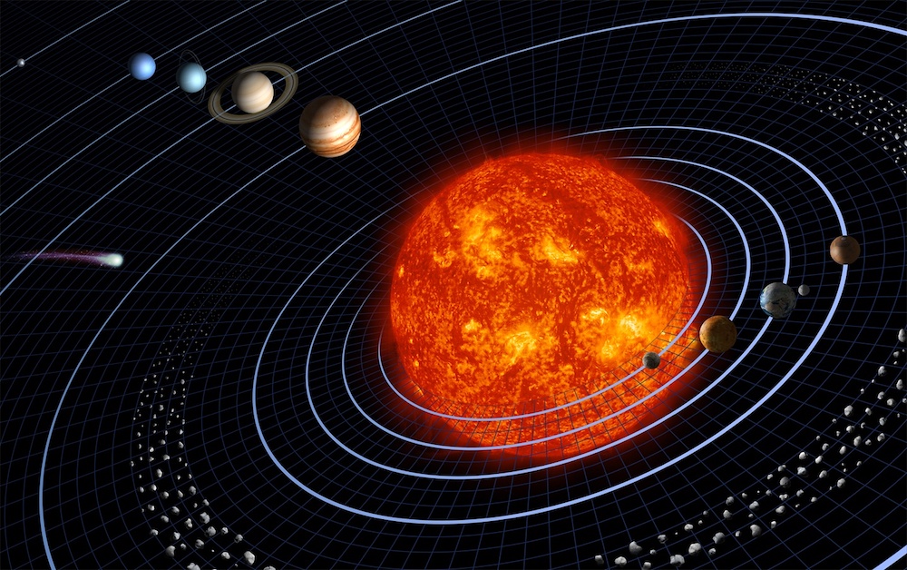An illustration of orbiting planets in the solar system.