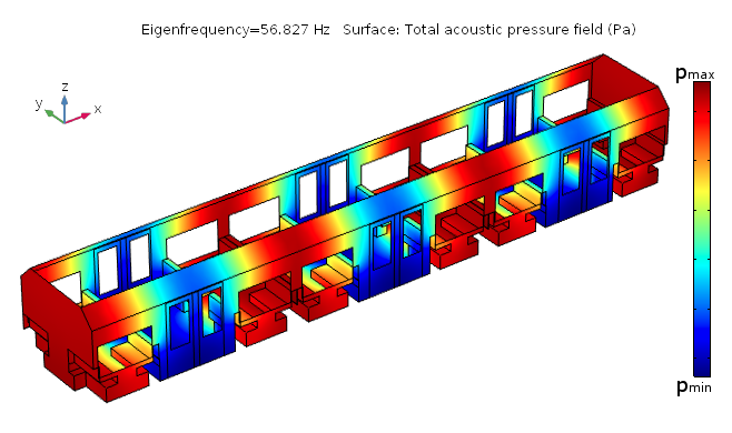 An image showing the room acoustics app of a subway car created at TUM.