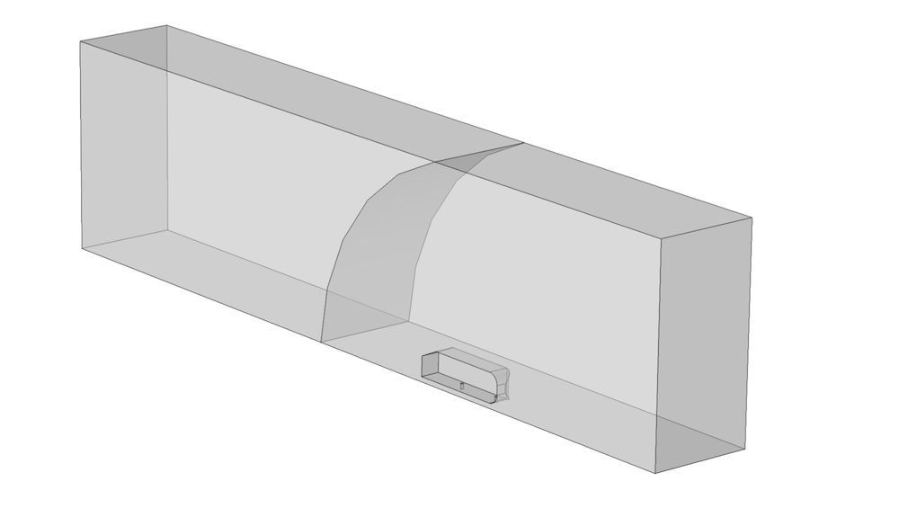 The geometry of an Ahmed body model prepared for creating a structured mesh.