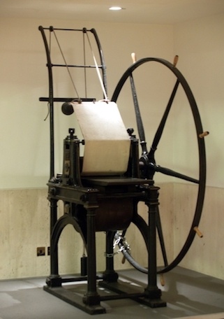 A photo of the Perkins printing press.