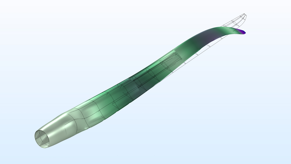 An image of the third eigenmode shape for a wind turbine blade.