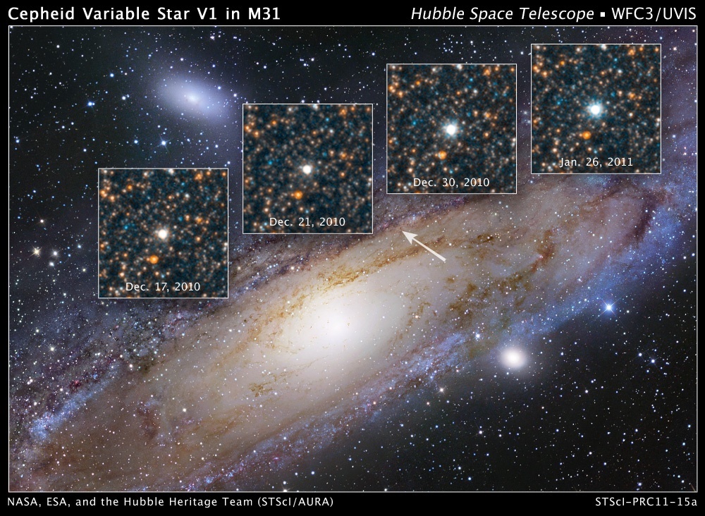 An image of the V1 Cepheid variable studied by Edwin Hubble.