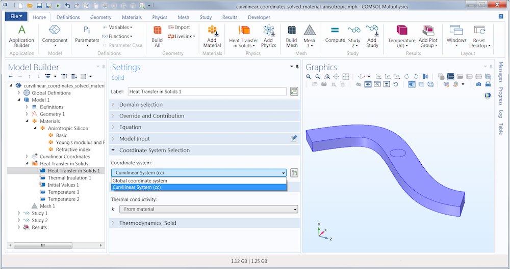 A screenshot of a dialog box referring to the computed curvilinear coordinates.