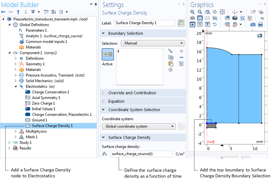 A screenshot showing the settings for the Surface Charge Density feature.