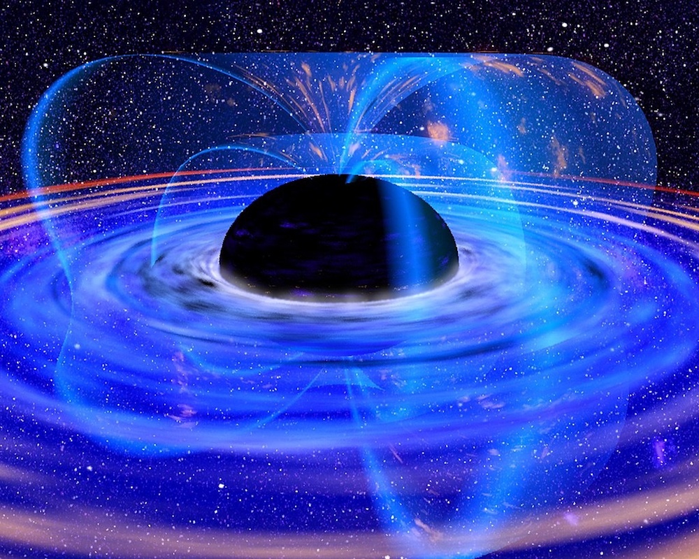 An illustration of what a black hole looks like.