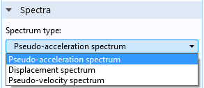 A screenshot showing the options for shock response spectra.