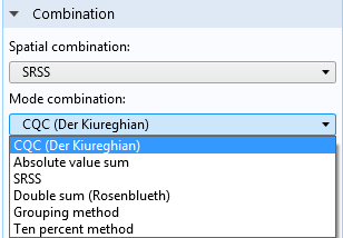 A screenshot of the available mode combination methods.