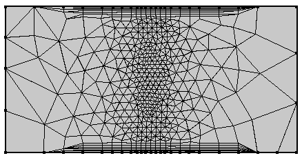 An image of a rectangle with adapted mesh and a general modification.