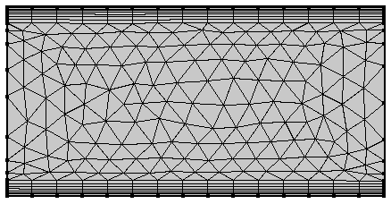 An image of a rectangle with a boundary layer mesh.