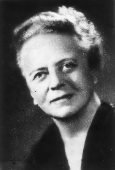 A black and white photograph of chemist Ida Noddack.