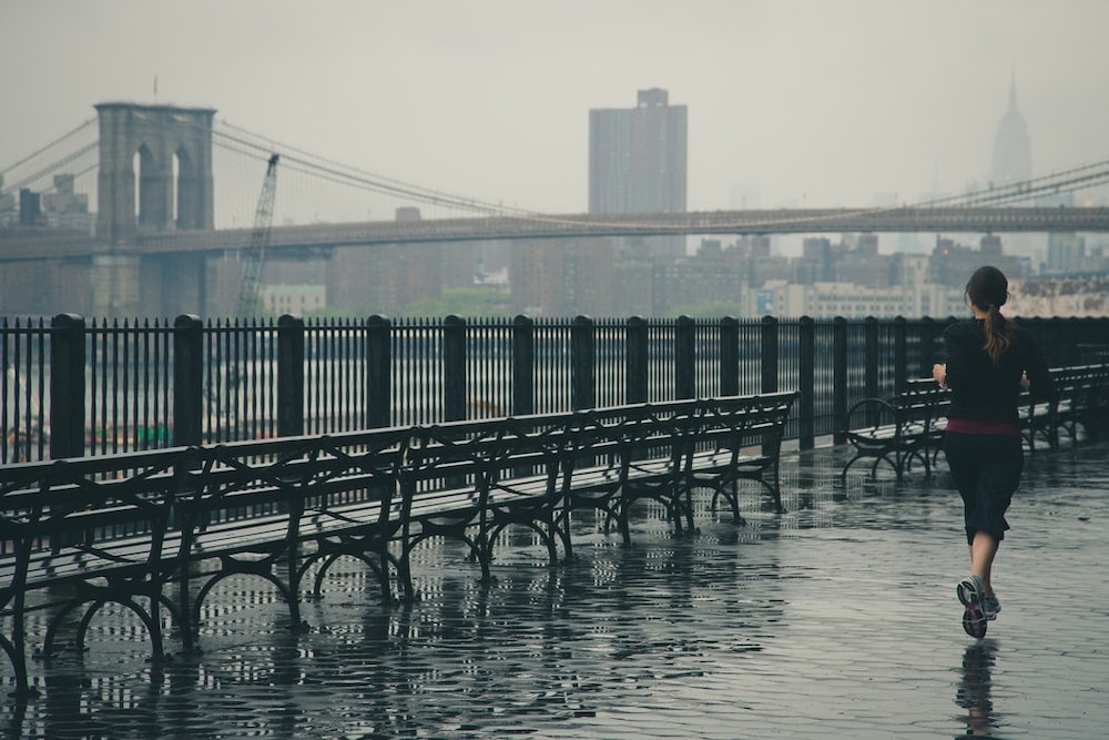 A photo of a jogger with a ponytail, the movement of which was the focus of one of Joseph Keller's studies.