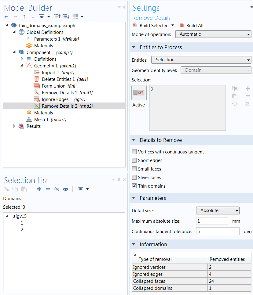 A screenshot of the Settings window for the second Remove Details operation in a sequence.