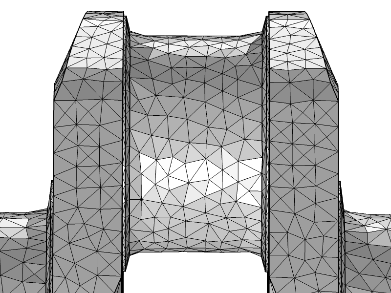 An image of the crankshaft mesh with the General modification setting.