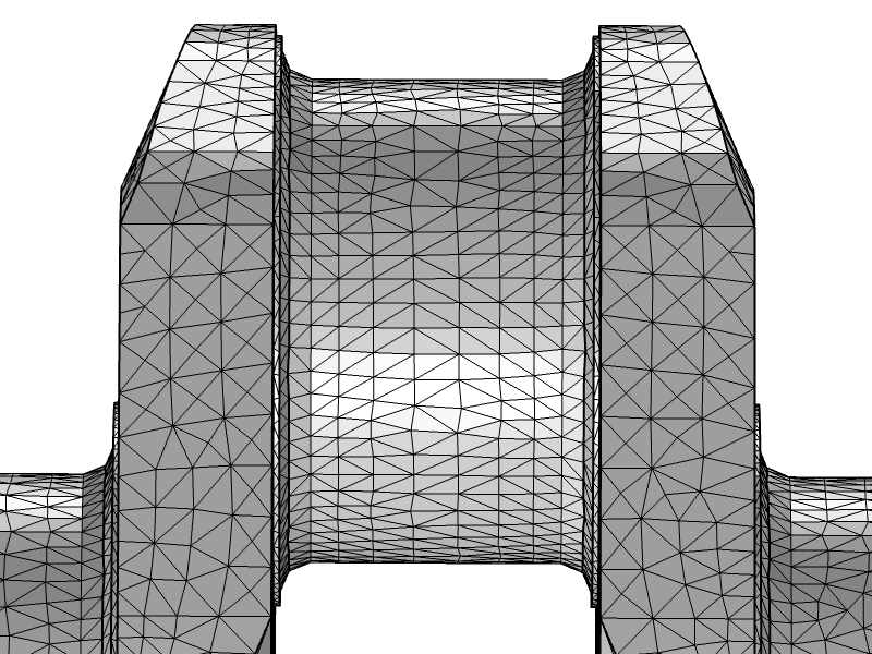 An image of the crankshaft mesh with the Longest edge refinement option.
