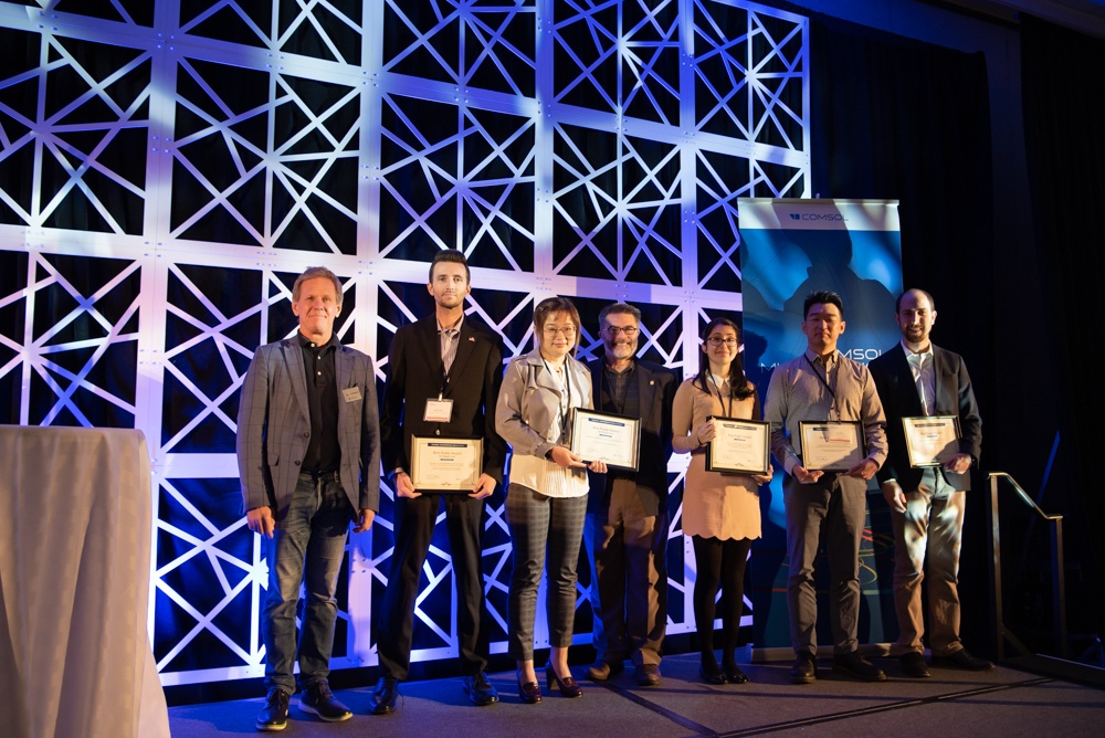 A photograph of the 2019 award winners at the COMSOL Conference Boston.