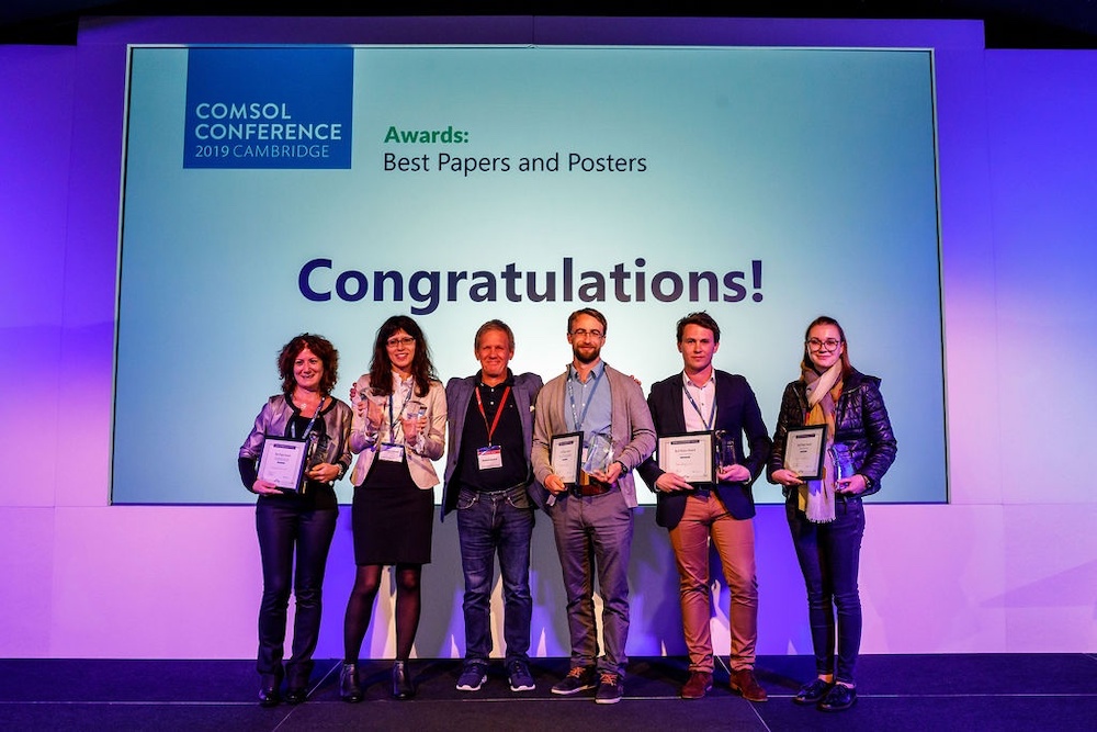 A photo of the award winners at the COMSOL conference in Cambridge, UK.