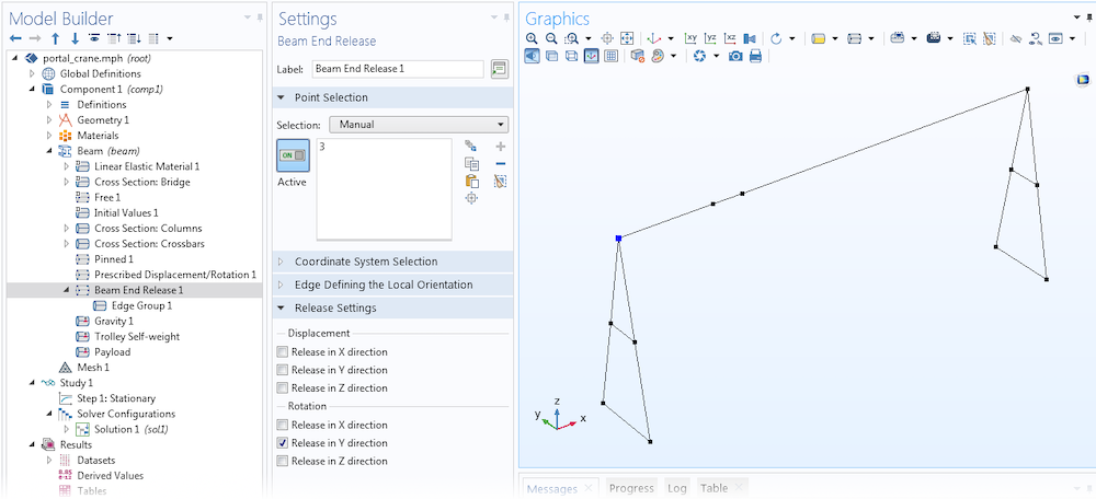 A screenshot of the Settings window for the Beam End Release feature, now available in COMSOL Multiphysics.