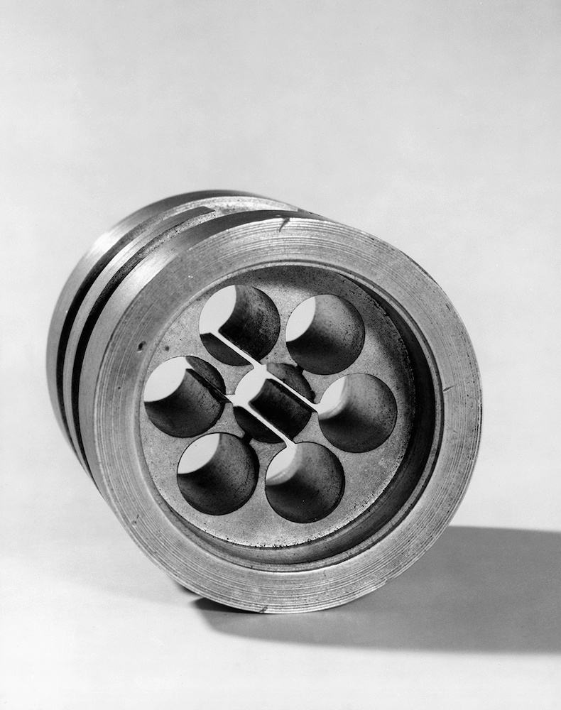 A photograph of the original cavity magnetron.