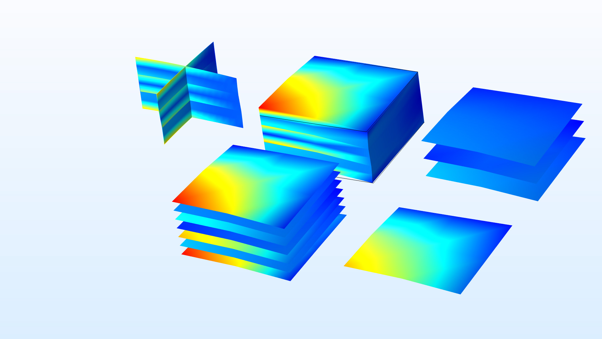 An image showing 5 different aspects of a 3-layer composite laminate.