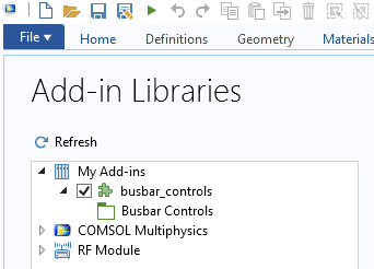 A screenshot of a user-defined add-in library.