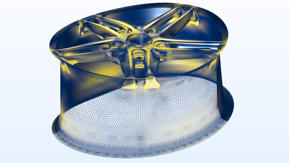 A plot of the von Mises stress distribution for a composite wheel rim design.