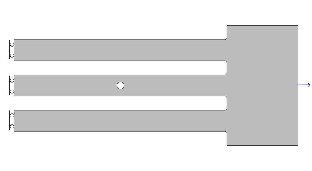 An image of the geometry and boundary conditions for a displacement control problem.