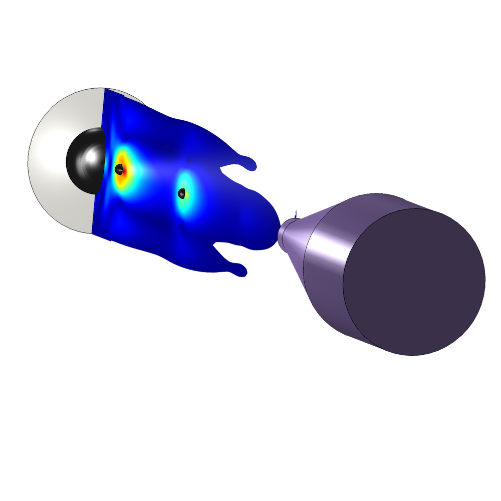 An image of an inkjet nozzle simulated in COMSOL Multiphysics.