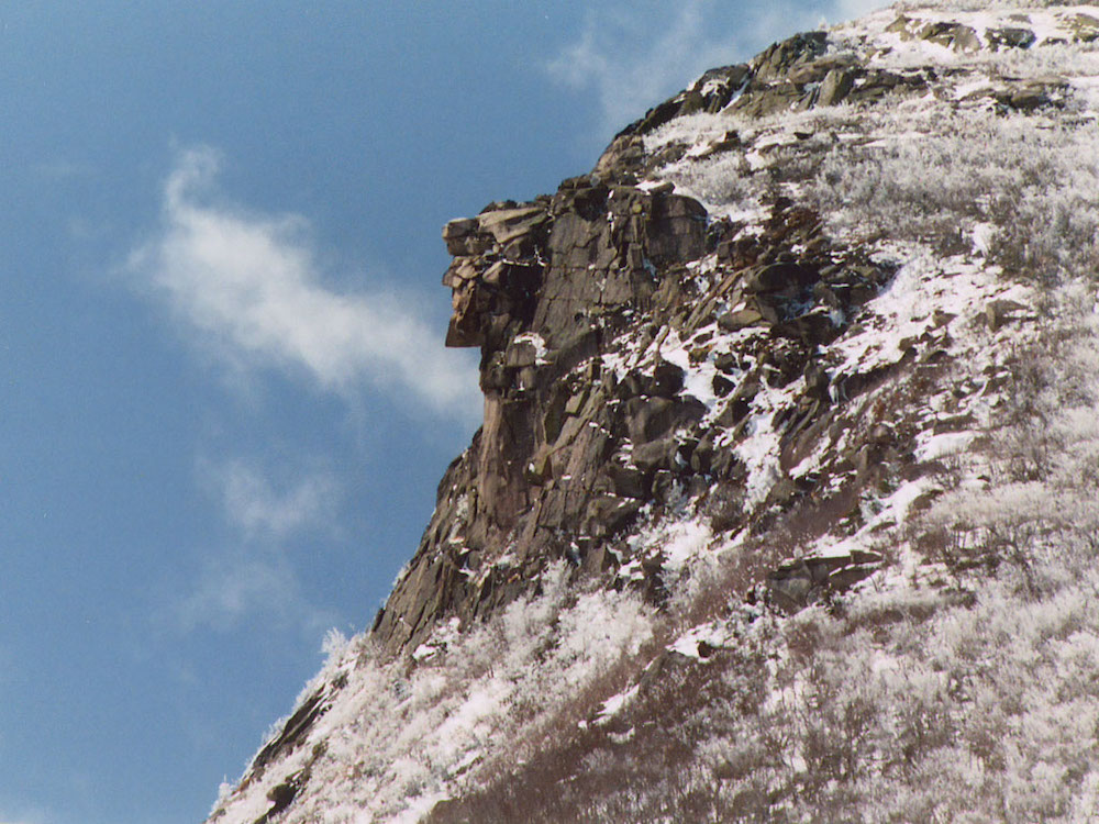 The Old Man of the Mountain in New Hampshire, pre-2003 when the face collapsed.