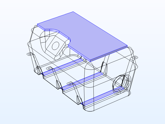 Model geometry of the fuel tank with the foam parts highlighted.