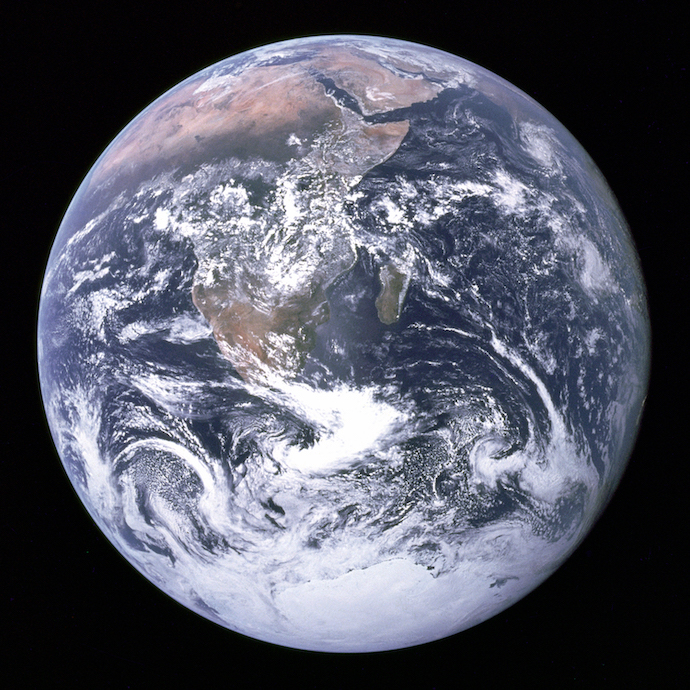 The photograph of Earth famously taken by the Apollo 17 crew.