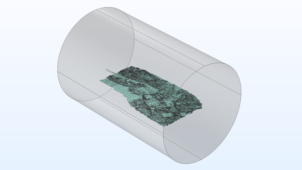 传输线模型的建模域的3D视图。