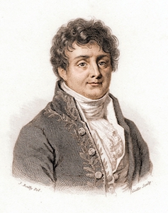 A colorized illustration of Joseph Fourier.