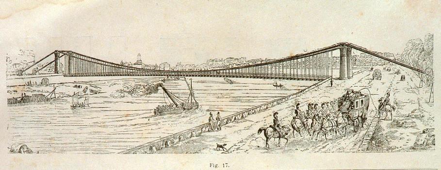 A drawing of the Pont des Invalides bridge designed by Claude-Louis Navier.